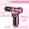 Pink Tool Kit Box Drill Set：DEKOPRO Home Mechanic Toolbox with