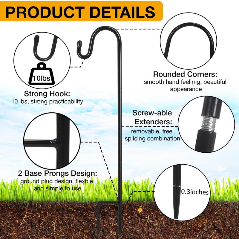 Hicarer 24 Pack 25 Inch Shepherds Hooks Outdoor Plant Hanger