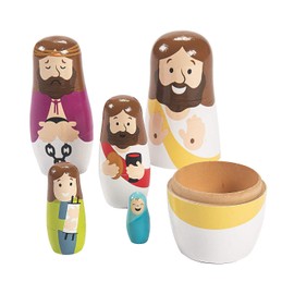 Fun Express Life of Jesus Nesting Dolls (5 Pieces) Sunday School Supplies and Easter Decor
