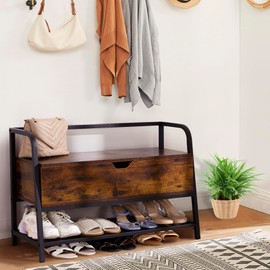 JoanKaren Vintage Shoe Storage Bench, Industrial Indoor Entryway Shoe Bench, Lift Top Shoe Organizer Cabinet, Stable Shoe Rack for Sitting, Shoe Rack Bench with Storage Box for Bedroom, Living Room