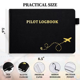 Updated Pilot Logbook, Flight Log Book with 112 Pages to Record 48 Flights, Pilot Log Book for Professional, Student Pilots, Aviation Logbook(5.6 * 8.5”)- Black