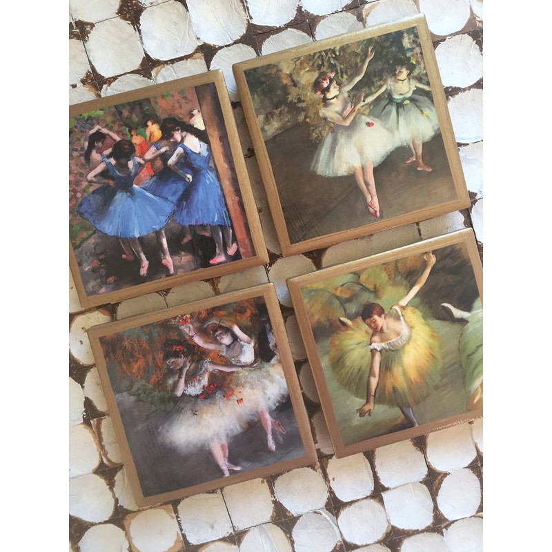 Coasters! Degas ballerina coasters with gold trim