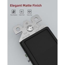 Aida Matte Black Double Light Switch, Black 3 Way Light Switch Decorative Square Light Switch, 15Amp, 120/277 Volt, Rocker Paddle Wall Switch, Self-Grounding, Residential Grade, UL Listed (10 Pack)