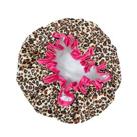 allydrew Reusable Women's Waterproof Shower Caps for Long Hair, Leopard