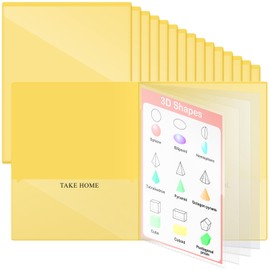 Henoyso 24 Pcs School and Home 2 Pocket Folders with 4 Clear Inner Pockets Plastic Heavy Duty Homework Folders Parent Teacher Communication for Student Home Office Classroom,11 x 9 Inch (Yellow)
