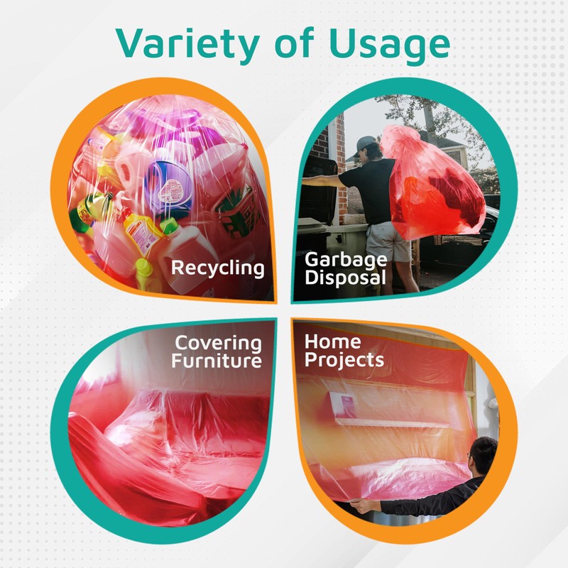 PlasticMill 33 Gallon Garbage Bags: Red, 1.5 MIL, 33x39, 100