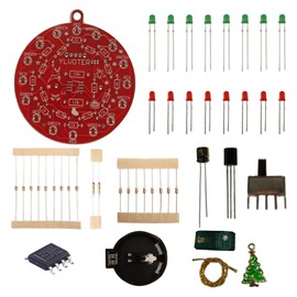 DIY Home Décor LED Christmas Tree Decoration Soldering Learning Electronics Practice Kit (2 Sets) Red and Green LEDs Blinking