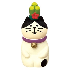 Decole Corporation Concombre ZSG-28843, New Year's Nyanko, New Year Pine Decoration, 1.0 x 1.0 x 2.0 inches (25 x 25 x 55 mm)