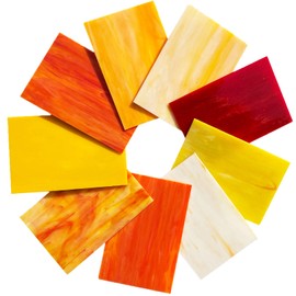 PALJOLLY 9 Pack Yellow Stained Glass Sheets, 4 x 6 inch Mosaic Glass Art Glass for Stained Glass Projects and Mosaics