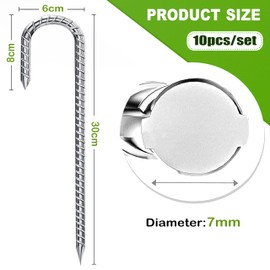 Sensylectra Ground Anchor Pegs 30 cm, Galvanised Steel Ground Anchor, Trampoline, Sturdy Tent Pegs, Ground Pegs, Camping Tent Pegs for Tents, Camping, Fence (J, 14)