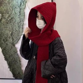 Knit Balaclava Hood Hat Neck Warmer Earmuff Scarf - Winter Warmth lf3033 Free Size/Beige 4ea