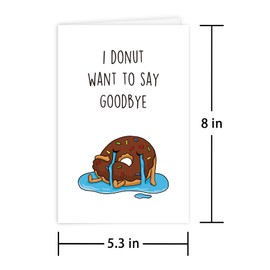 Leinessy Funny Coworker Leaving Card, Cute Donut Goodbye Card for Friends, Adorable Going Away Farewell Card