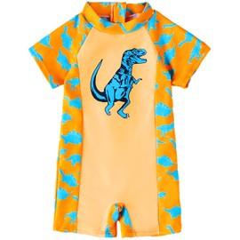 Achiyi Toddler Boys Swimsuit Dinosaur One Piece Swimsuits Baby Boy UPF 50+ Bathing Suit Infant Orange Swimwear 3T 120