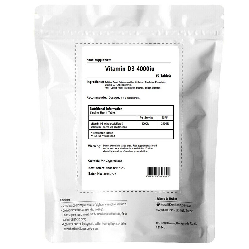 Pure High Strength Vitamin D3 4000IU Tablets - Help Bones