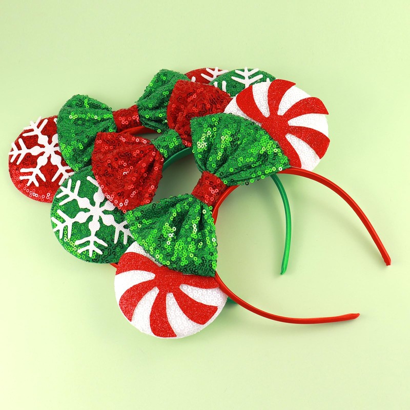 Christmas Mouse Ears Headbands for Women-White