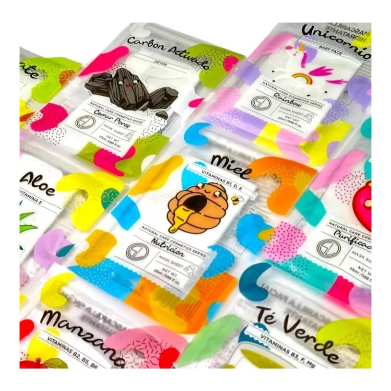 Kit 50 Mascarillas Faciales Hidratantes + Rodillo De Jade