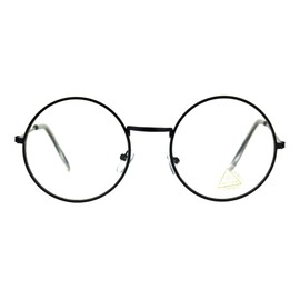 SA106 Ultra Flat Lens Trendy Circle Round Lens Retro Eye Glasses Black