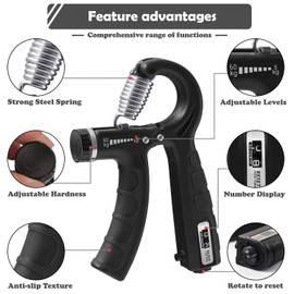 OWill 5-60kg Grip Strengthener Adjustable Hand Grip Trainer with Counter to Build Wrist,Forearm and Hand Strength， Finger, Grip Strength Trainer for Muscle Building and Injury Recovery for Athletes