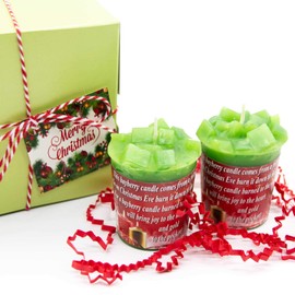 Christmas Gift Box Bayberry Candles Set of 2 - Lucky Bayberry Votive Candles & Bayberry Poem