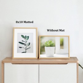 BSRHOME 11x14 Picture Frame with Plexiglass, Display Pictures 8x10 with Mat or 11x14 Without Mat for Tabletop Display and Wall Mounting, Set of 2, Natural Wood Color