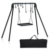 RELIANCER Grill Swing,Campfire Grill Cooking Stand w/8 Hooks & Storage