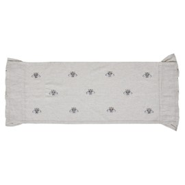 VHC Brands Embroidered Bee, Farmhouse Table Runner, Ruffled, Rectangle, Yellow Grey, 13x36
