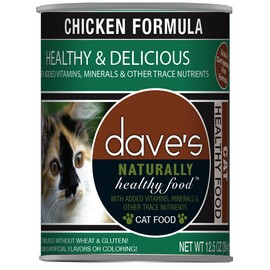 Dave’s Pet Food Grain Free Wet Cat Food (Chicken), Made in USA Naturally Healthy Canned Cat Food, Added Vitamins & Minerals, Wheat & Gluten-Free, 12.5 oz (Case of 12)