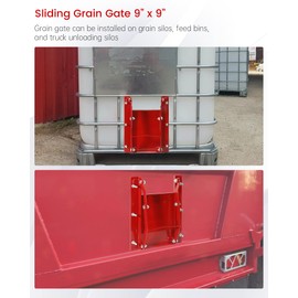 Sliding Grain Gate-9"x9", Heavy Duty Steel Grain Bin Slide Gate is Suitable for Grain Silos, Feed Bins, Truck Bin Unloading, Red Grain Feed Bin Slide Door