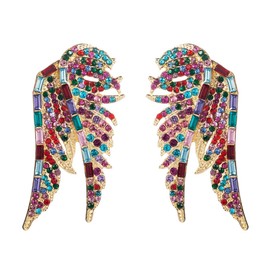 Colorful Wing Earrings, Angel Wings Dangle Earrings for Women, Bohemian Beaded Wing Statement Earrings, Sparkling Eagle Wings Earrings Angel Wing Boho Jewelry, Wing Chandelier Drop Earrings