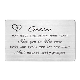 to My Godson Gifts from Godmother Godfather, Permanent Engraving Baptism Card Gifts for Godson, Confirmation Gifts for Teenage Boy, Birthday Christening Gifts