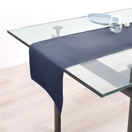 Style Decor W2704500 Table Runner, Laminated, Table Center, 11.8 x 39.4 inches (30 x 100 cm), Wipable, Solid Color Ox, Royal Navy