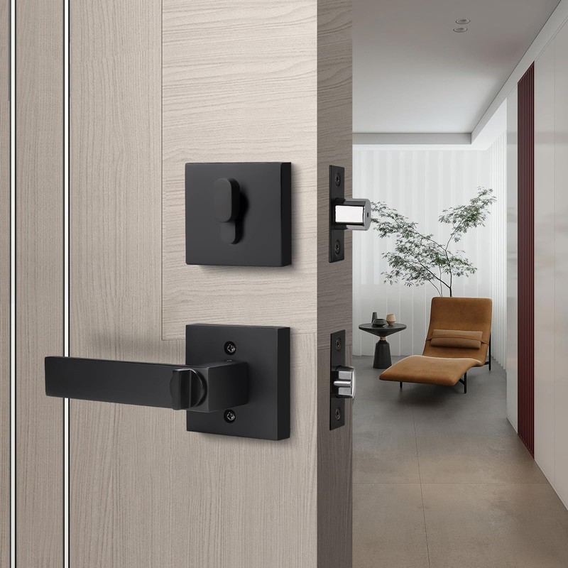 Brotima 2 Pack Keyed Entry Door Lever and Single Cylinder