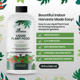 32oz Aeroponics & Hydroponics Liquid Plant Food - Up to 96 Feedings - Rich in Hydroponic Nutrients, Ideal Hydroponic Plant Food & Liquid Fertilizer for Indoor and Outdoor Hydroponics Growing Systems