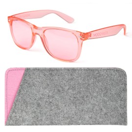 MOODVUES Rose Pink Color Therapy Glasses with Matching Case - Healing Colored Chromotherapy Chakra Light Therapy Glasses Eyewear to Support Mood, Relaxation, Focus & More - Colorful Sunglasses