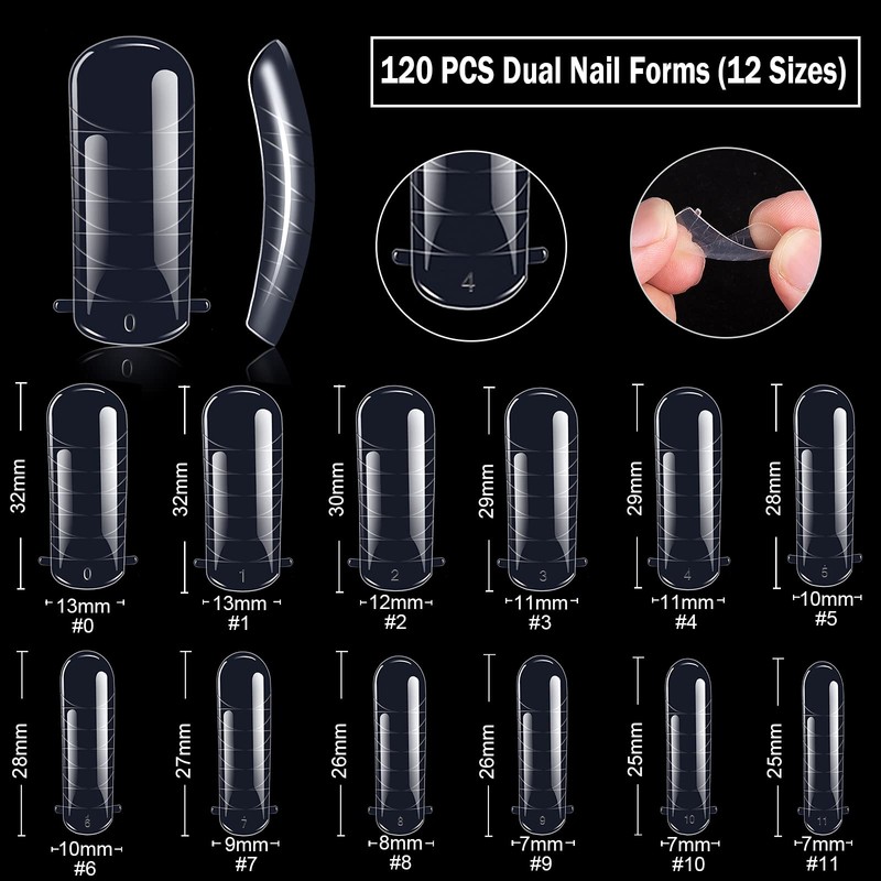 Dual Nail Forms Set, 120pcs Dual Forms Nails with 10pcs