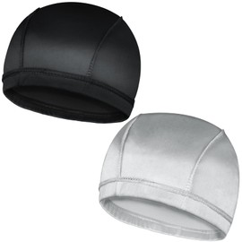 2PCS Silky Wave Caps for Men Waves, Good Compression Caps Over Durags for 360 Waves, Ideal Gifts for Farther's Day (Black+Silver)