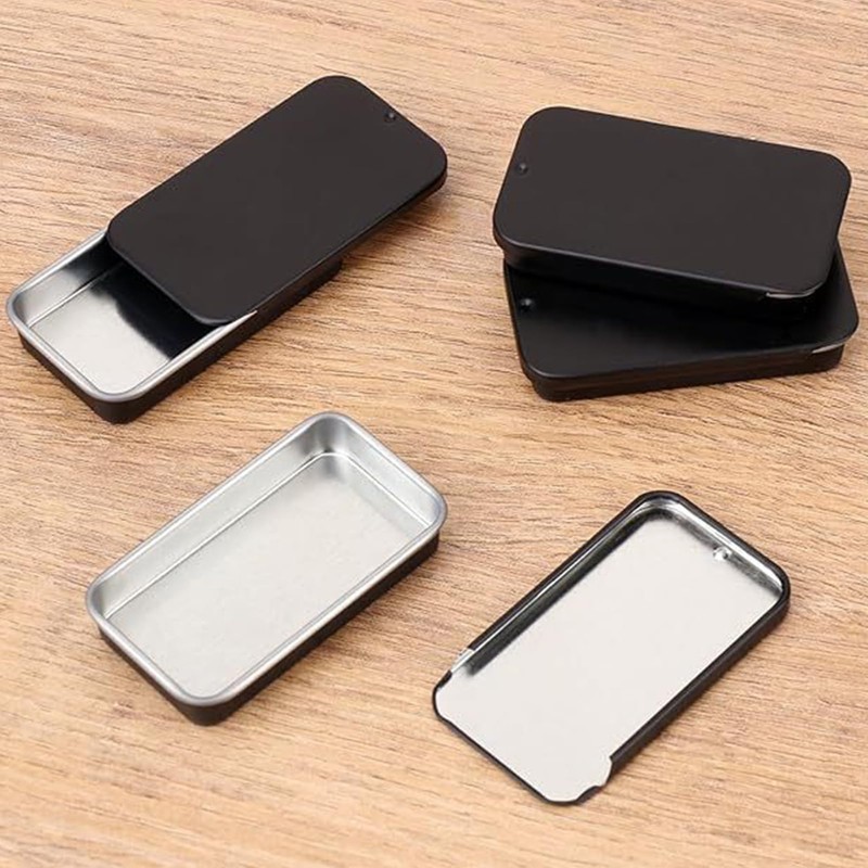Small Tins with Lids,Rectangular Metal Cans | Multifunctional Tins with