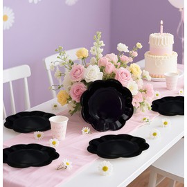 SietDESEO 50 Pieces Black Paper Plates 7 Inch