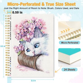 Creazic Watercolor Paper Pad, 5.5"x8.5” (24 Sheets, 140lb/300g), Spiral - Bound with Tear - Line. A Watercolor Journal and Sketchbook for Adults & Kids - Ideal for Smaller - Sized Exercises or Travel