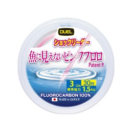 DUEL Shock Leader Invisible Pink Fluoro Fishing Line, 98.4 ft (30 m), 3 lbs