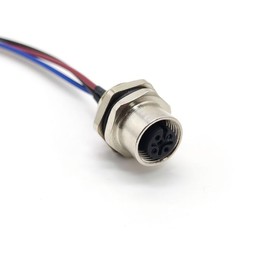 BOUUNCIY M12 5Pin Straight Female Waterproof Aviation Connector Receptacle Cable, A Coded Unshielded Back Mount Soldered Wire Connector Receptacle 1M Cable（1Meter）