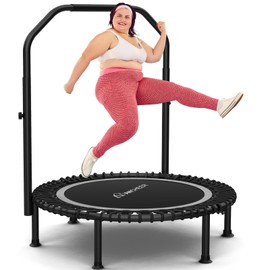 Bungee Rebounder Trampoline,ANCHEER 48" Foldable Fitness Trampoline with 4-Level Adjustable Handlebar, 550LBS Capacity, Resistance Ropes&Upgraded Bungees for Home/Cardio,Workout Indoor/Outdoor