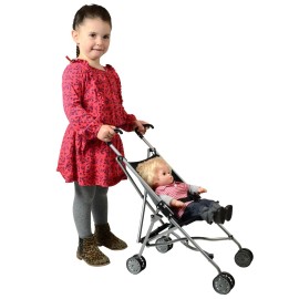 The New York Doll Collection My First Umbrella Doll Stroller in Denim for Toddler