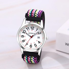 Watch Unisex Analog Nylon Strap Calendar: Easy to Read 24 Hours Waterproof Watch Quartz Wrist Watch Fashion Accessories - Valentine's Day Christmas Gift, multicolor d