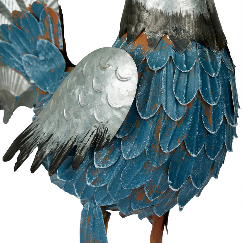 Alpine Corporation 23" Tall Outdoor Metal Silver Tail Rooster Statue
