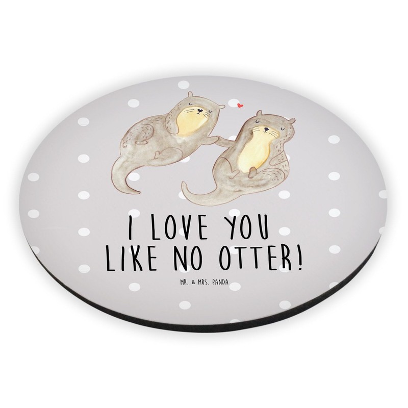 Mr. & Mrs. Panda Round Magnet Otter Hands Holding -
