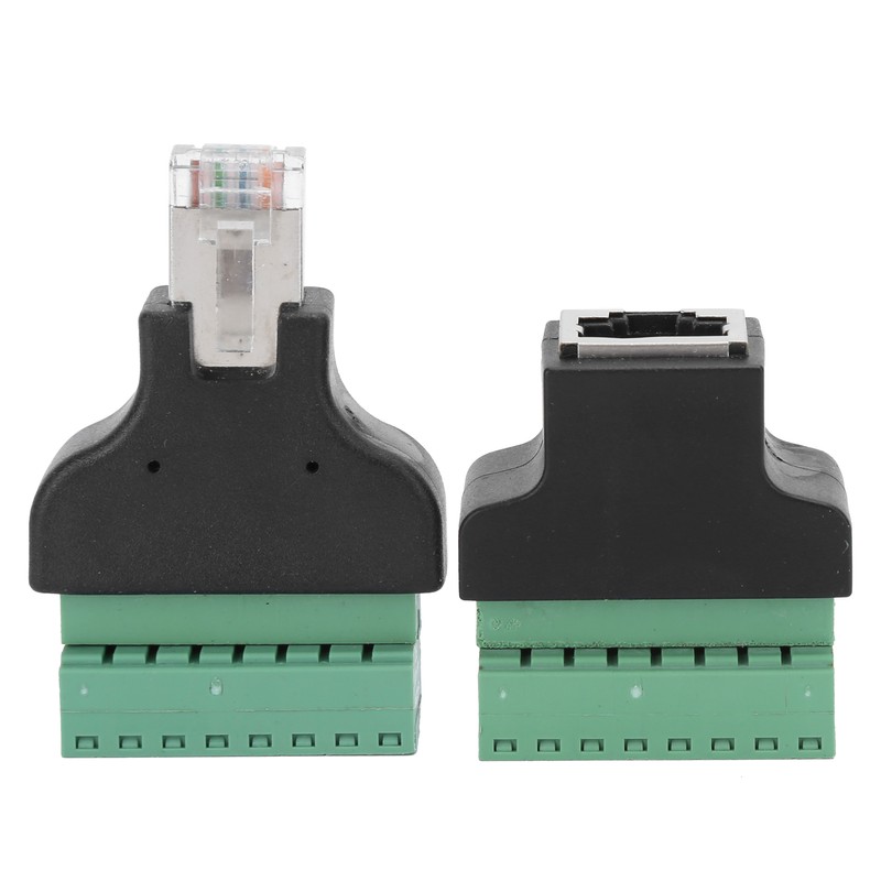 2pcs RJ45 Female Male to Screw Terminal 8 Pin CCTV