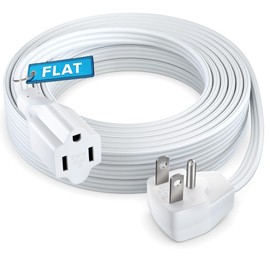Maximm Extension Cord Heavy Duty (20 Feet) Flat Wire 3-Prong Flat Plug, 14 AWG Power Cord - UL Certified, White, Ideal for Home and Office Use, Appliances, Electronics, Power Tools