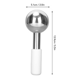 Bola de hielo facial, bola de hielo calmante refrescante, bola de masaje de acero inoxidable de poro retráctil Mango Blanco