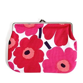 Marimekko Coin Purse Mini UNIKKO Purse Purse Mini Flower Pattern Cute Scandinavian Cosmetic Pouch Wallet Horizontal, white/red